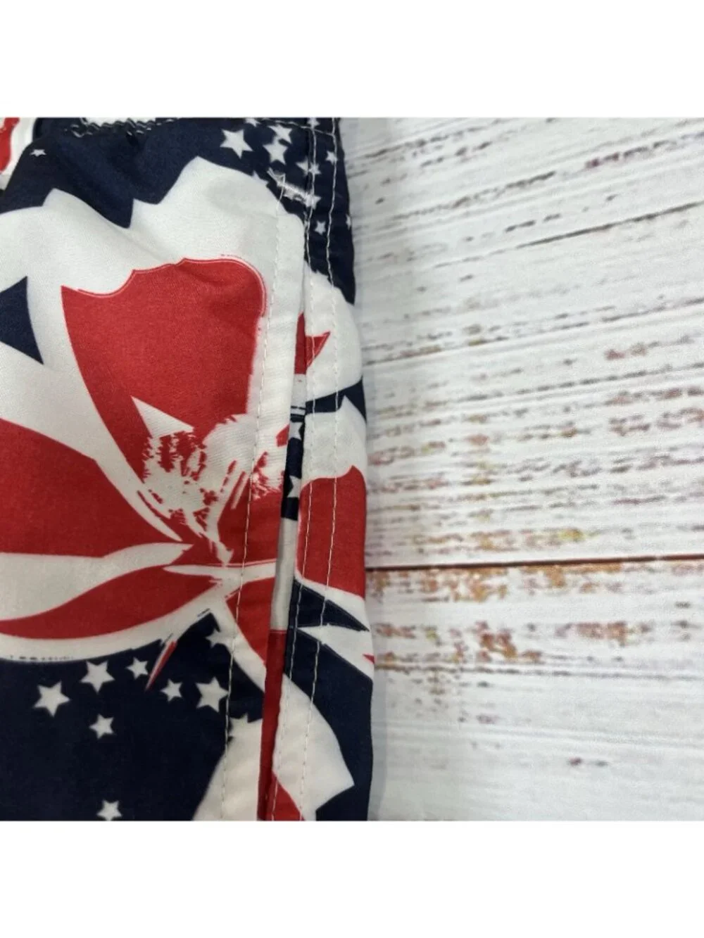 Free Planet Shirt & Swim Shorts Red White Blue Floral Button Short Sleeve